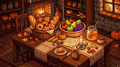 Pixel art harvest table